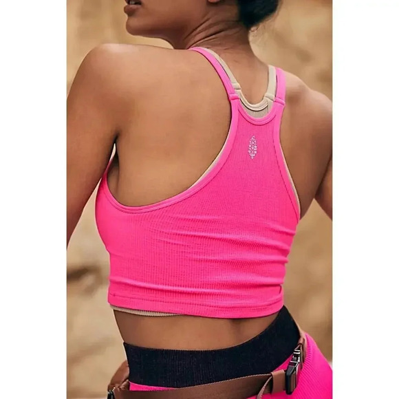 NWOT Free People Movement Happiness Runs Crop Tank Top High-Neck Maroon XS/S - Picture 2 of 9